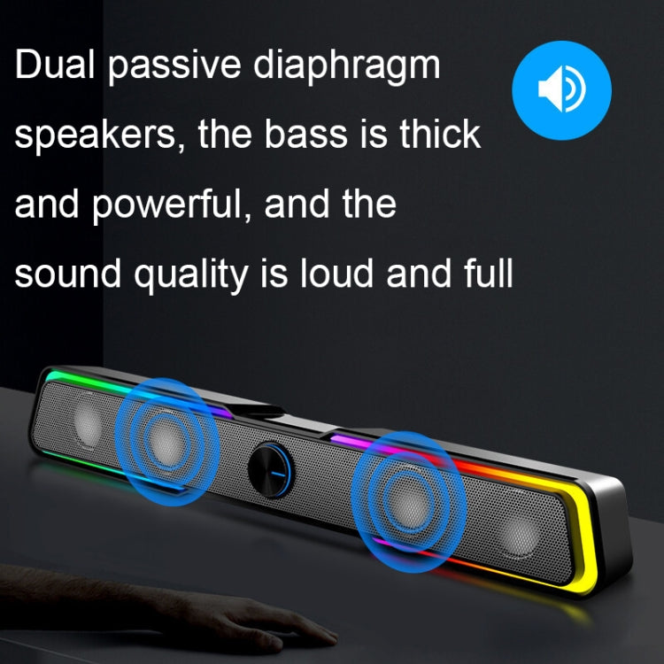 Wired+Bluetooth Version DHE6002S RGB Lights HiFi Sound Effect Computer Audio Desktop Long Strip Speakers - by PMC Jewellery | Online Shopping South Africa | PMC Jewellery | Buy Now Pay Later Mobicred