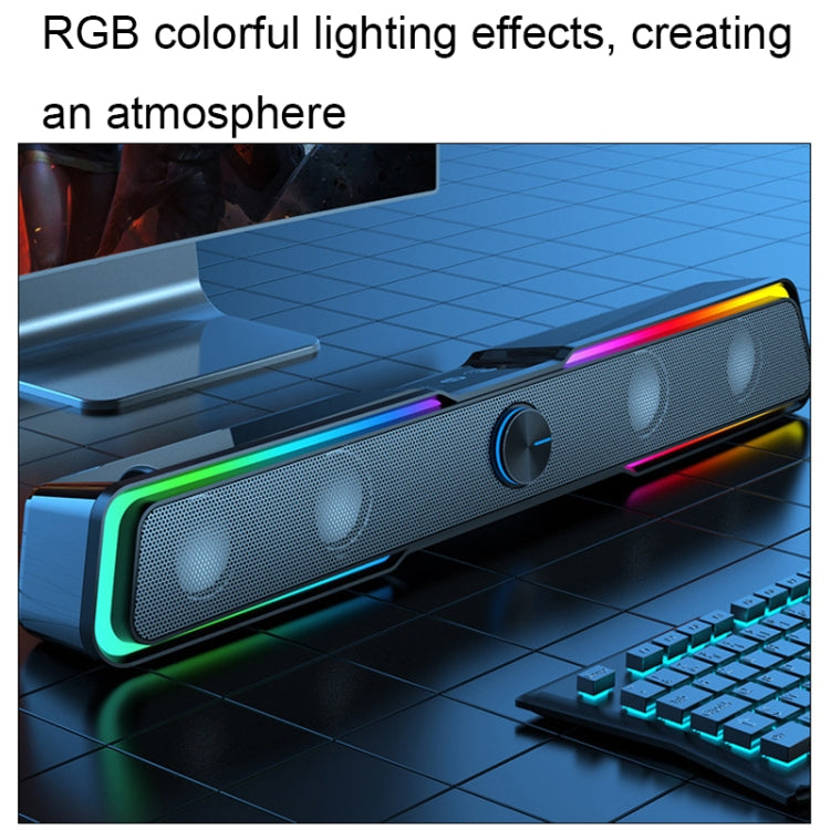 Wired+Bluetooth Version DHE6002S RGB Lights HiFi Sound Effect Computer Audio Desktop Long Strip Speakers - by PMC Jewellery | Online Shopping South Africa | PMC Jewellery | Buy Now Pay Later Mobicred