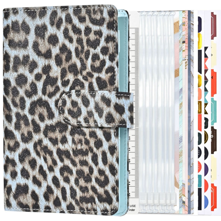 A6 Leopard Print Cash Budget Notebook Loose Leaf Financial Management Notepad(Blue)