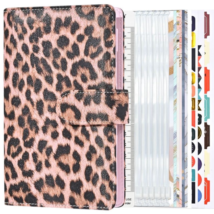 A6 Leopard Print Cash Budget Notebook Loose Leaf Financial Management Notepad(Pink)