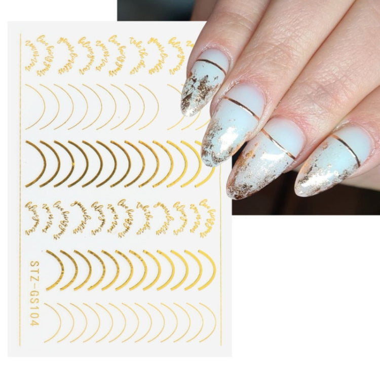 Gold Silver Manicure Stickers Imitation Metal Line Adhesive Nail Stickers(Stz-GS104 Gold)