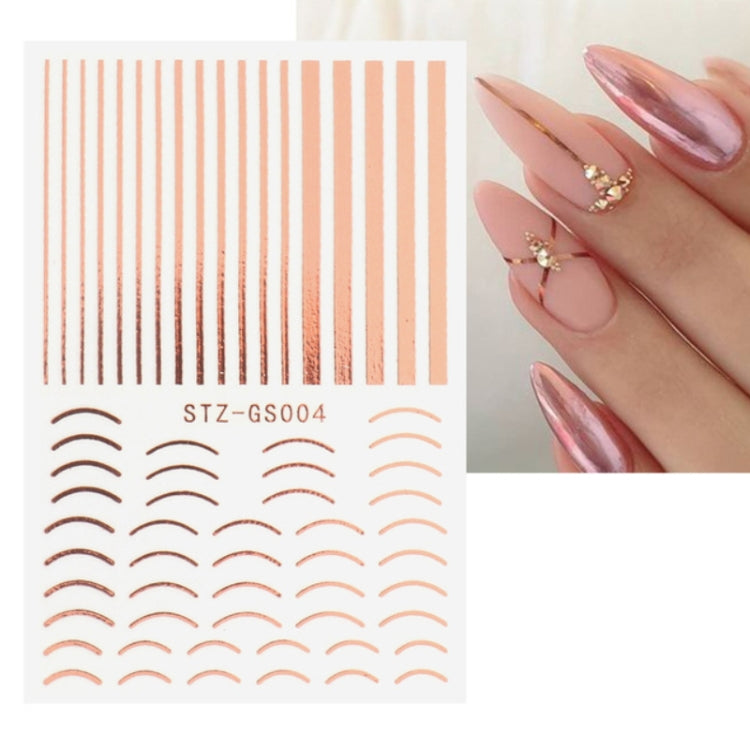 Gold Silver Manicure Stickers Imitation Metal Line Adhesive Nail Stickers(Stz-GS004 Rose Gold)