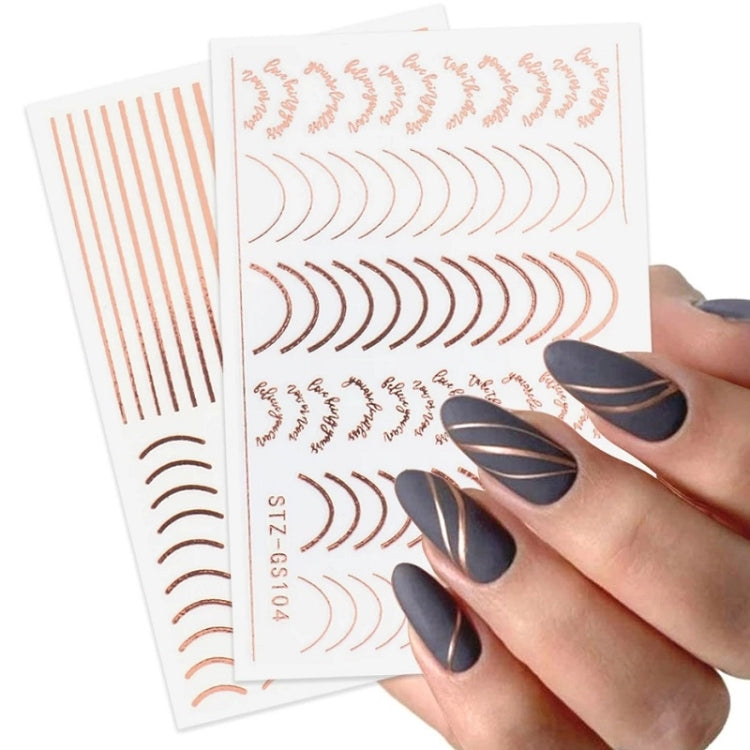 Gold Silver Manicure Stickers Imitation Metal Line Adhesive Nail Stickers(Stz-GS004 Rose Gold)