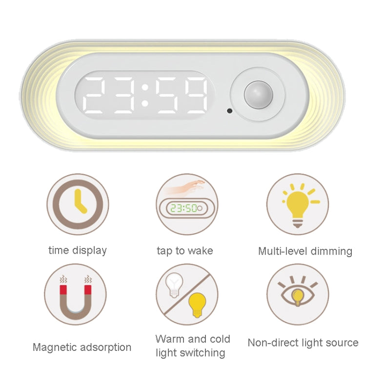 D05 Smart Induction Magnetic Night Light with Time Display,Spec: Touch Dimming