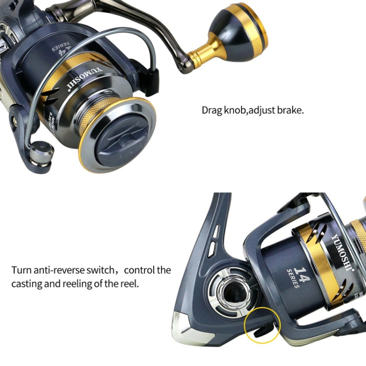YUMOSHI KS7000 Spinning Fishing Reel Metal Rocker Metal Cup Reel