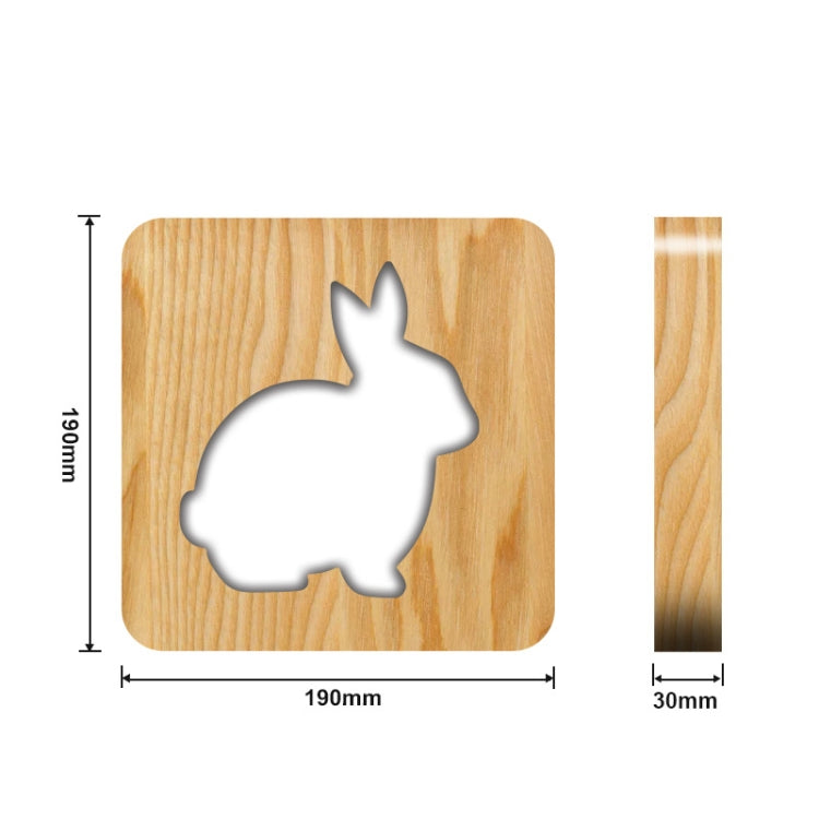 FS-T2104W 3D Wooden Carving Rabbit Table Lamp USB Night Light Crafts(Warm White)