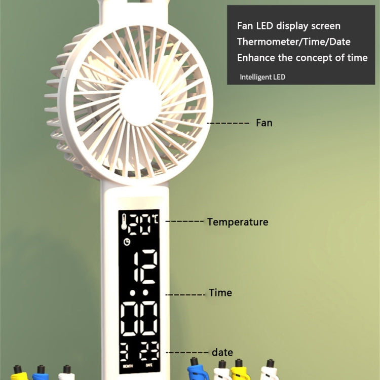 Rechargeable 3200mAh Double Head Lighting LED Fan Desk Lamp with Pen Holder & Clock