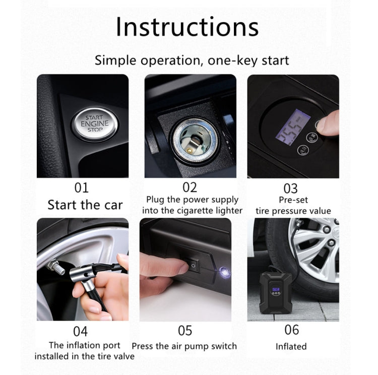 SUITU ST-818 DC 12V Wired Car Air Pump Tire Inflator With LED Lighting Pointer Model+Toolbox