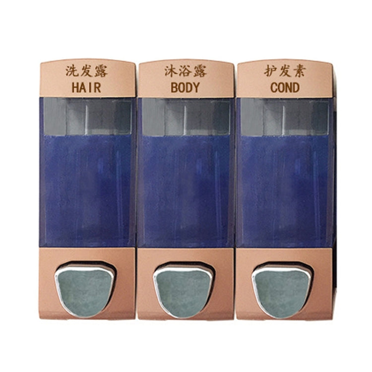 Three Head Wall Mounted Manual Press Soap Dispenser Shampoo Bottle Hand Wash Body Wash Dispenser, Color: Gold