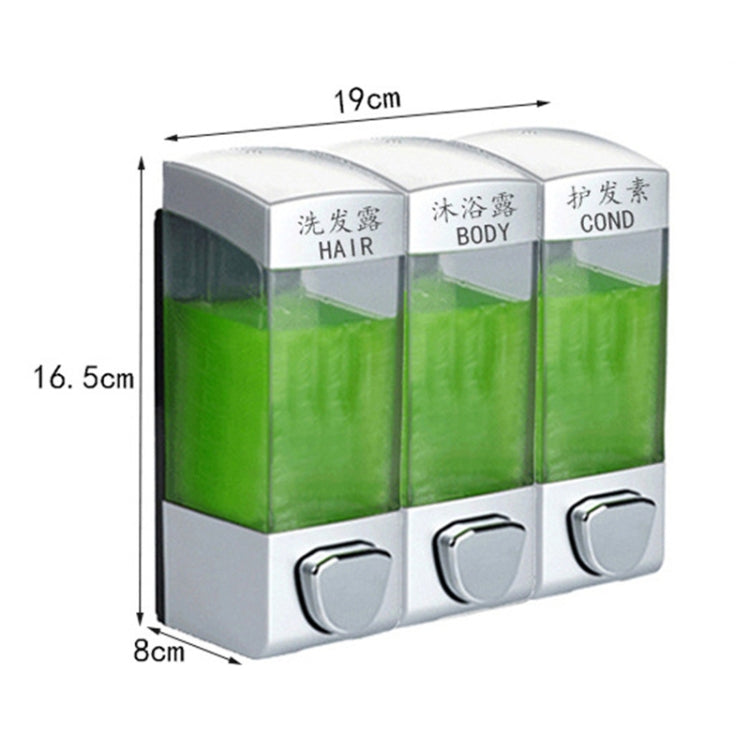 Three Head Wall Mounted Manual Press Soap Dispenser Shampoo Bottle Hand Wash Body Wash Dispenser, Color: Gold - Soap Dispenser by PMC Jewellery | Online Shopping South Africa | PMC Jewellery | Buy Now Pay Later Mobicred