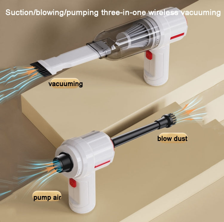 SUITU ST-6629 3 In 1 5500pa Car Wireless Vacuum Cleaner Blowing Suction And Pumping 3 Modes White -USB Cable