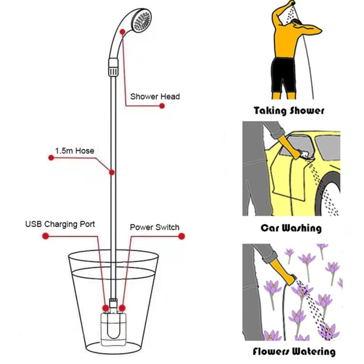 KE-801 Outdoor Electric Shower Camping Rechargeable Portable Shower Head - Others by PMC TechLife | Online Shopping South Africa | PMC TechLife | Buy Now Pay Later Mobicred