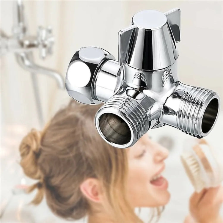 Double Handle Brass 3 Way Shower Arm Diverter Valve Hand Held Showerhead Shower Splitter - Shower Head by PMC TechLife | Online Shopping South Africa | PMC TechLife