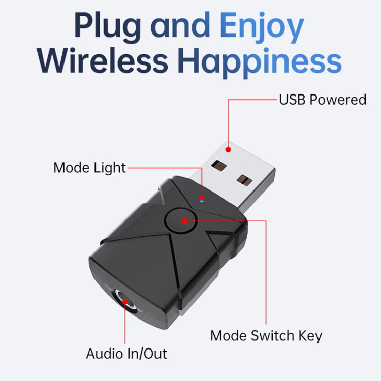M137 5 in 1 Car USB Bluetooth 5.2 Receiver Transmitter