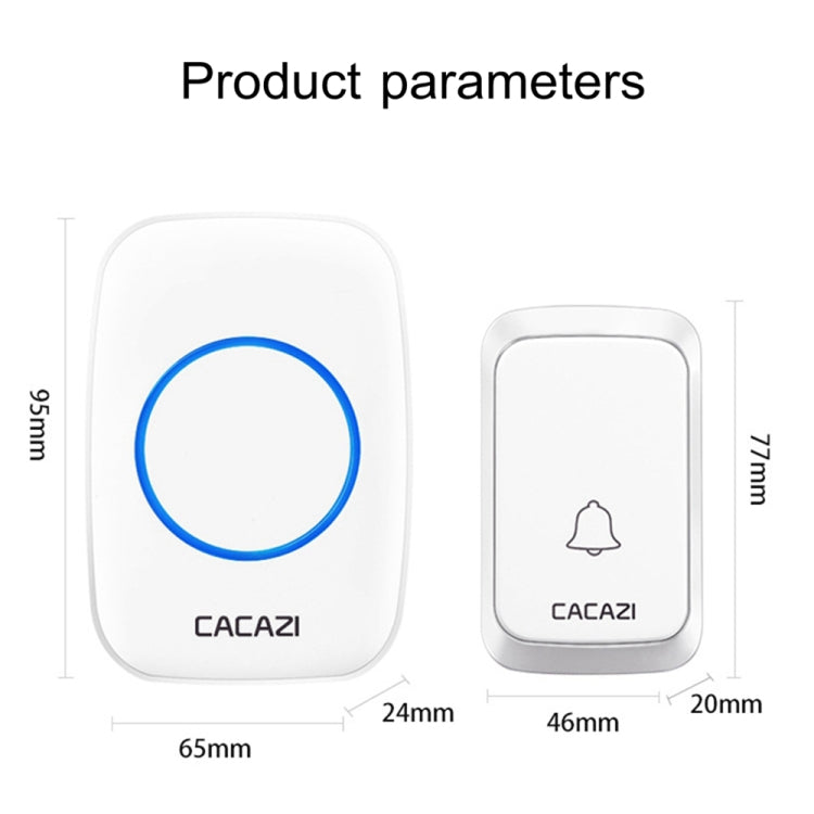 CACAZI A06-DC 1 to 2 Battery Smart Home Wireless Waterproof Doorbell(White) - Wireless Doorbell by CACAZI | Online Shopping South Africa | PMC Jewellery | Buy Now Pay Later Mobicred