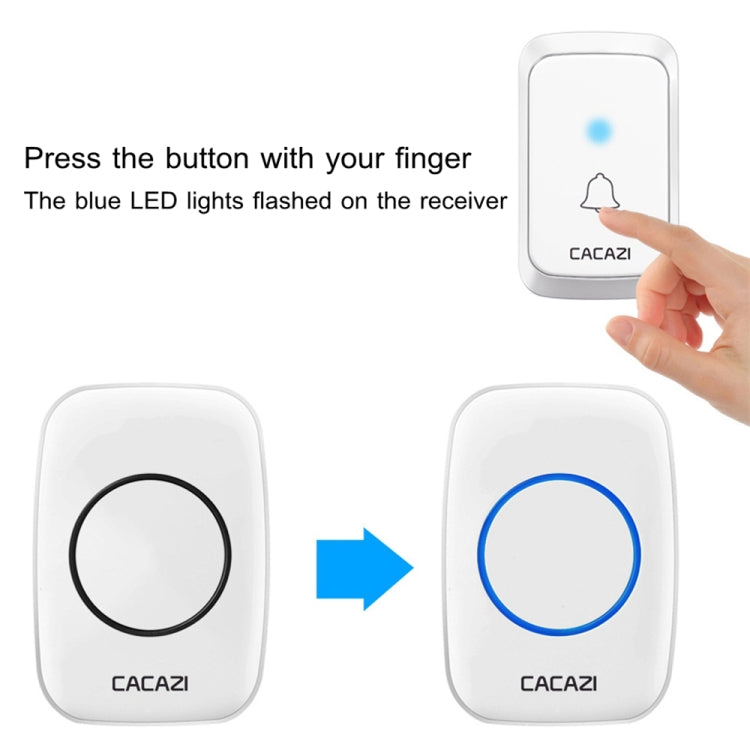 CACAZI A06-DC 1 to 2 Battery Smart Home Wireless Waterproof Doorbell(White) - Wireless Doorbell by CACAZI | Online Shopping South Africa | PMC Jewellery | Buy Now Pay Later Mobicred
