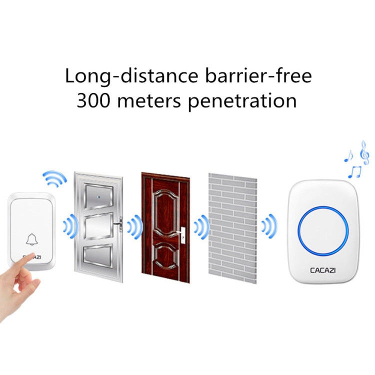 CACAZI A06-DC 1 to 2 Battery Smart Home Wireless Waterproof Doorbell(White) - Wireless Doorbell by CACAZI | Online Shopping South Africa | PMC Jewellery | Buy Now Pay Later Mobicred
