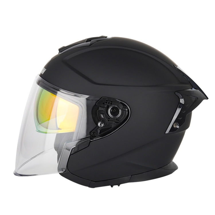 SOMAN Motorcycle Electric Bicycle Dual Lens Riding Helmet, Size: XL(Matte Black)