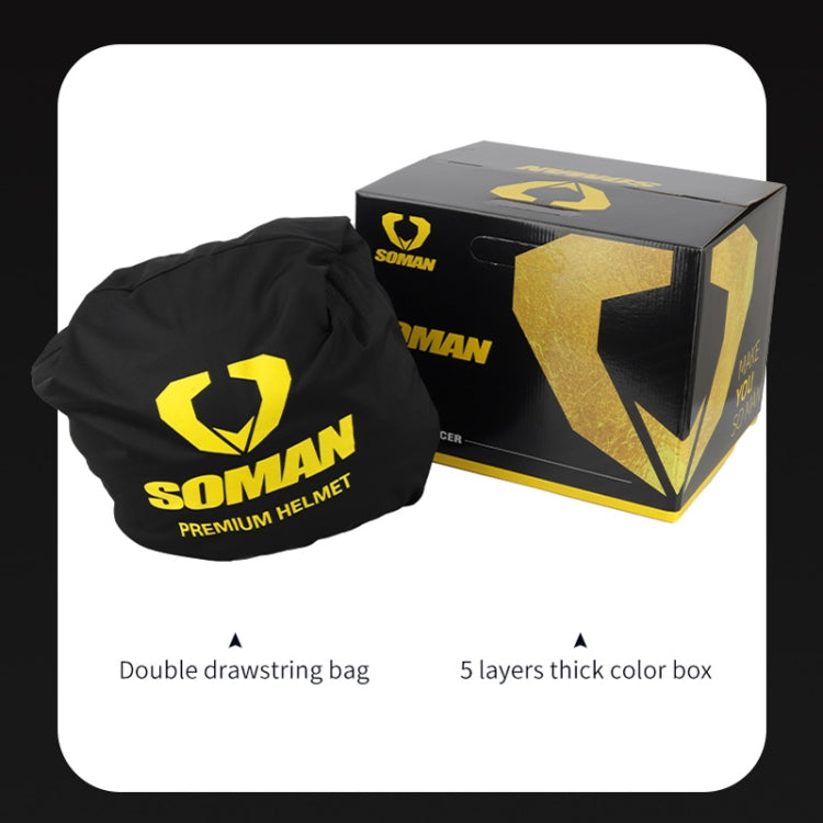 SOMAN Racing Motorcycle Double Lens Riding Safety Helmet, Size: XL(Matt Black)