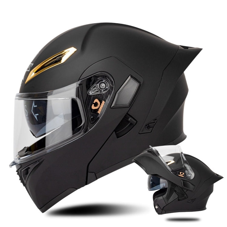SOMAN Motorcycle Dual Lens Riding Peel-Off Full Coverage Helmet, Size: XXL(Matt Black)