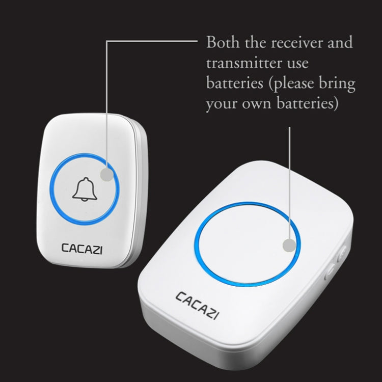 CACAZI A10DC 1 To 2 Battery Type Home Smart Water-resistant Electronic Wireless Doorbell(Black)