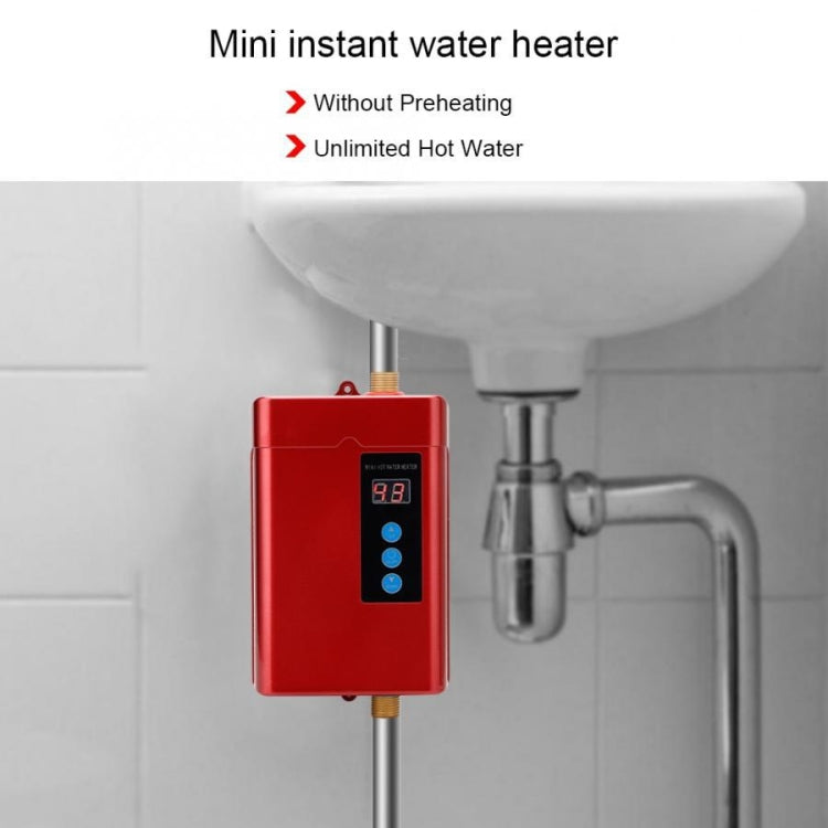 US Plug 3000W Electric Water Heater With Remote Control Adjustable Temperate(Red)