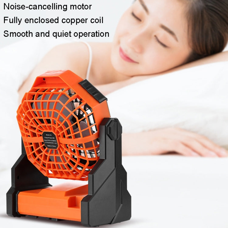 Outdoor Infinitely Variable Speed Portable Large Wind Charging Camping Lighting Fan(Black Orange) - Electric Fans by PMC TechLife | Online Shopping South Africa | PMC TechLife | Buy Now Pay Later Mobicred