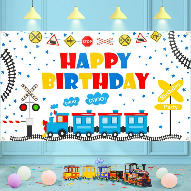 210x150cm Train Cartoon Children Birthday Background Cloth Faber Decoration
