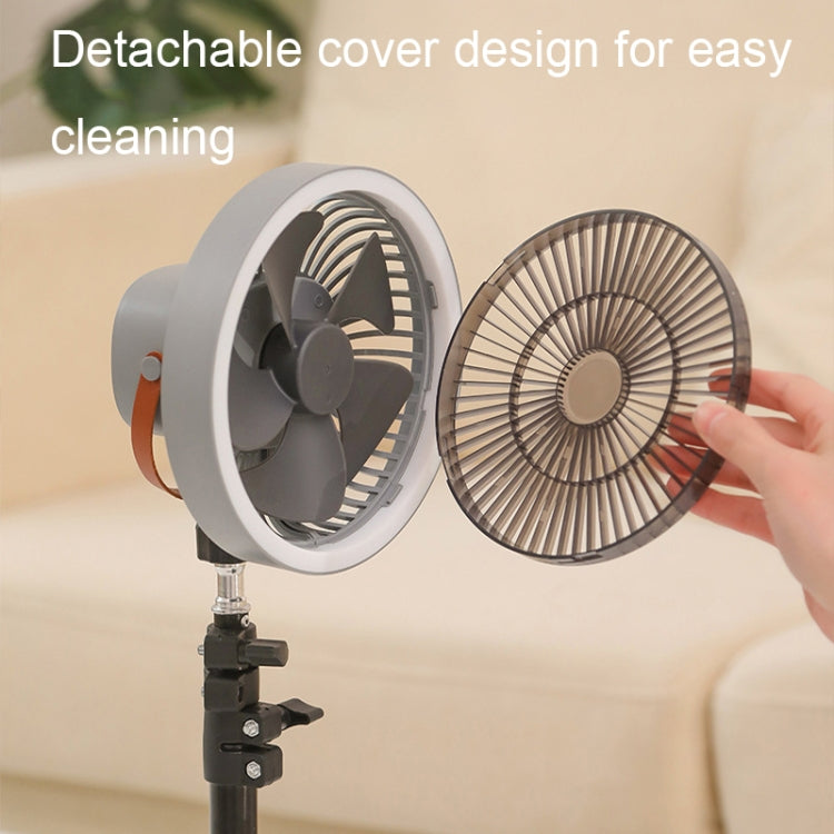 ZK-01 7 Inch Outdoor Camping LED Light Tripod Fan Portable Multifunctional Power Bank Hanging Fan(White)