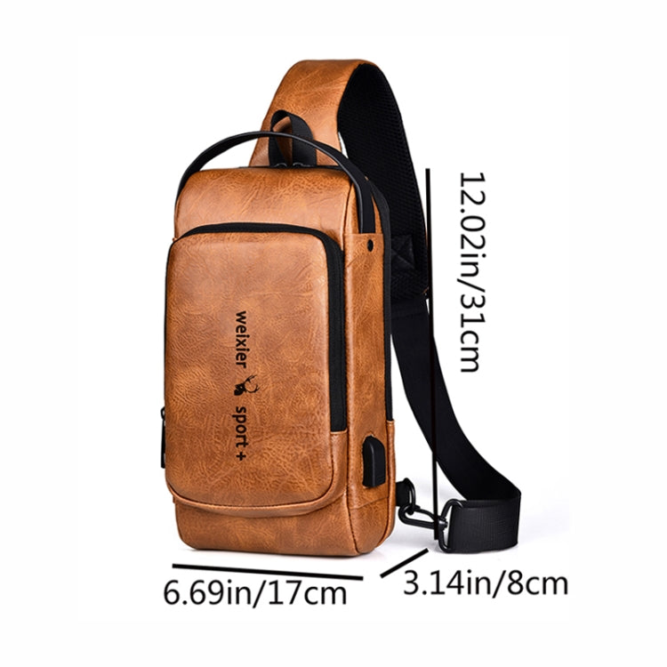 WEIXIER X318 Single Shoulder Crossbody Male Waterproof Anti-Theft Small Backpack(Light Brown) - free shipping - PMC Jewellery - Order now!