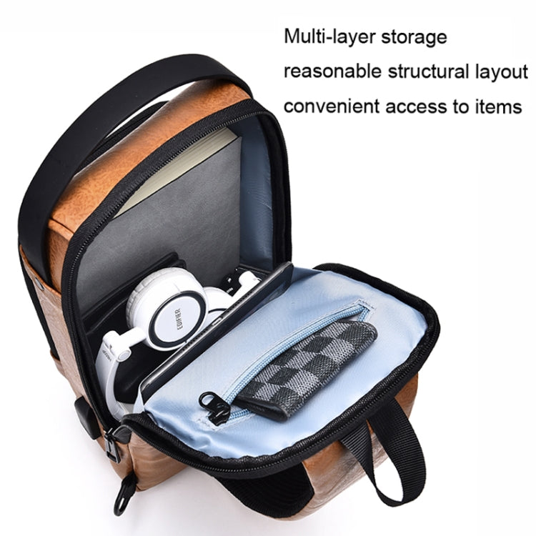 WEIXIER X318 Single Shoulder Crossbody Male Waterproof Anti-Theft Small Backpack(Light Brown) - free shipping - PMC Jewellery - Order now!