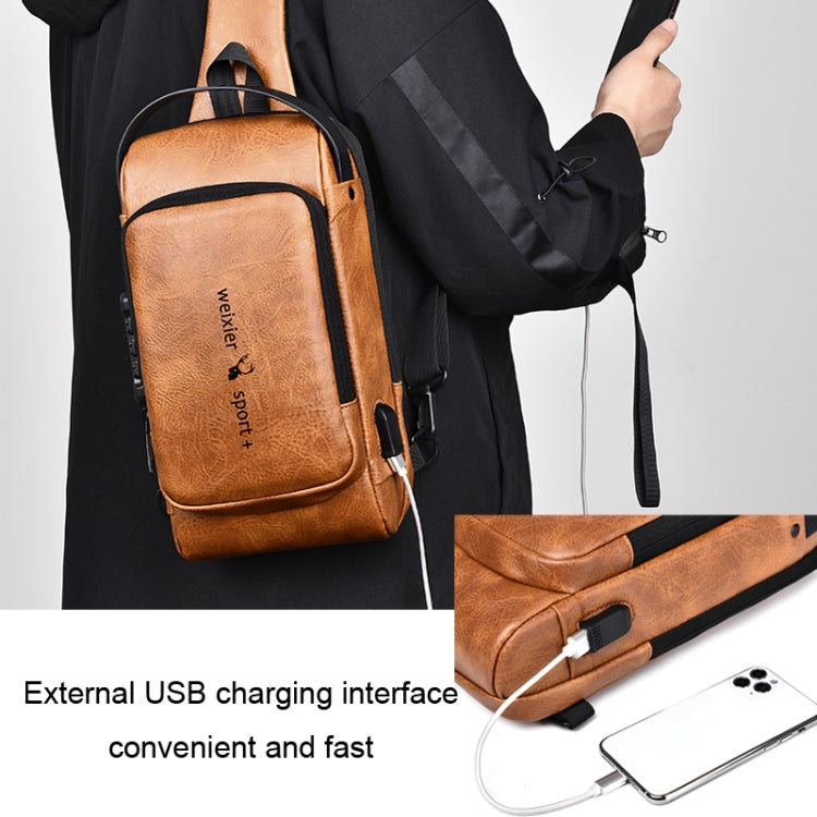 WEIXIER X318 Single Shoulder Crossbody Male Waterproof Anti-Theft Small Backpack(Light Brown) - free shipping - PMC Jewellery - Order now!