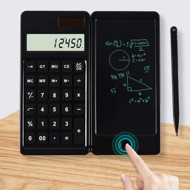 Solar Calculator Handwriting Board Learning Office Portable Folding LCD Writing Board(Black) - by PMC TechLife | Online Shopping South Africa | PMC TechLife | Buy Now Pay Later Mobicred