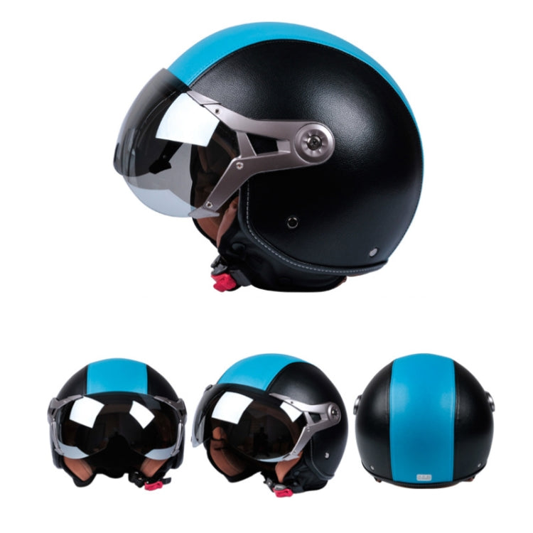 GXT Electric Vehicle Half Cover Four Seasons Retro Helmet, Size: L(Black White)