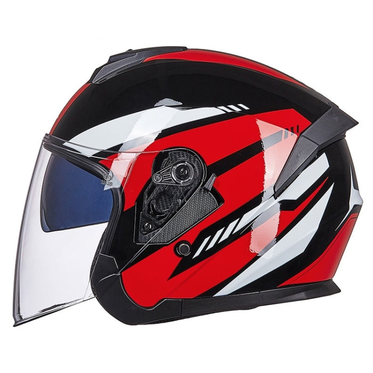 GXT Electric Vehicle Four Seasons Sun Protection & Windshield Double Lens Helmet, Size: L(Bright Black Red)