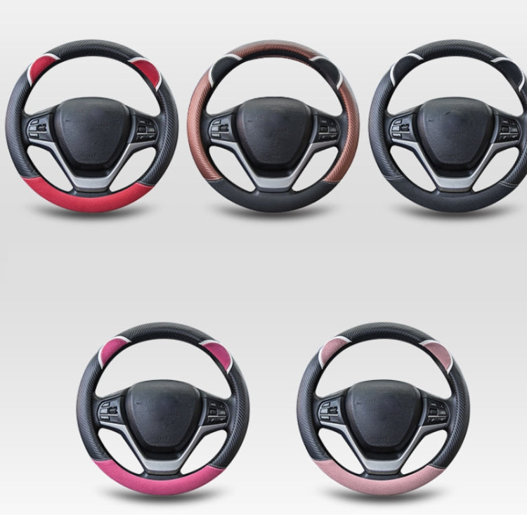 38cm Cute Rabbit Women Cartoon Car Steering Wheel Cover, Color: Round Black Boffee