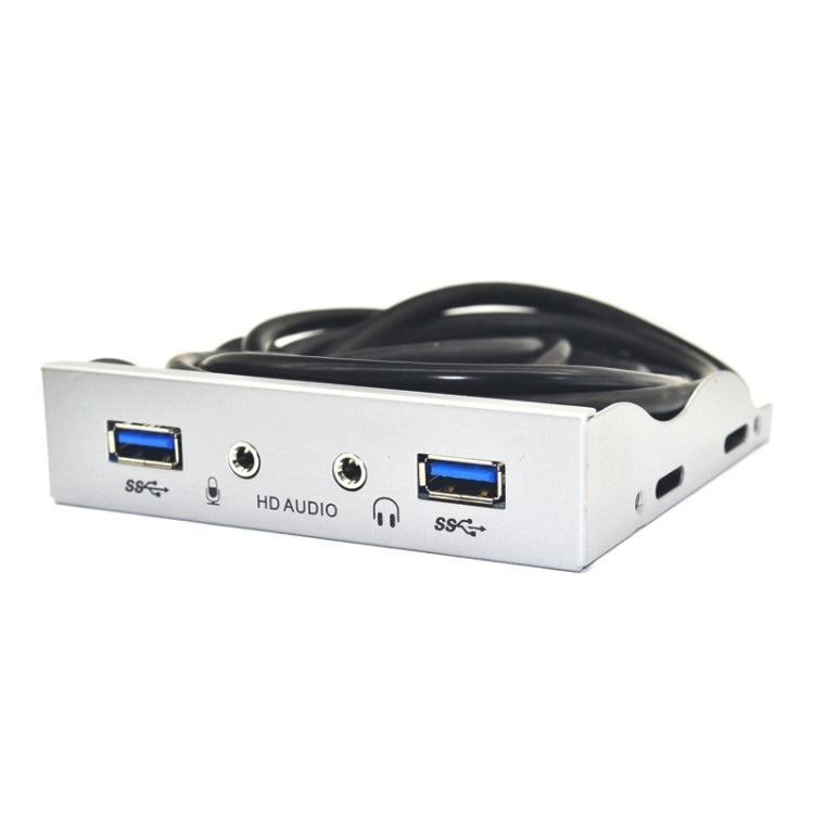 3.5-Inch 2 USB 3.0+HD AUDIO Port Desktop PC Floppy Drive Front Panel(Silver White)