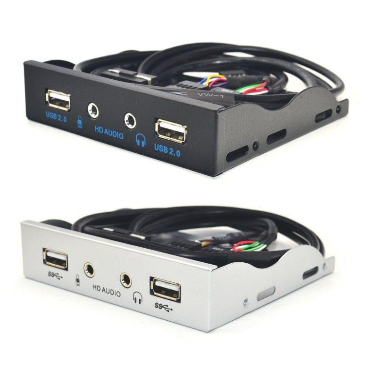 3.5-Inch 2 USB 2.0+HD AUDIO Port Desktop PC Case Floppy Drive Front Panel(Silver White)