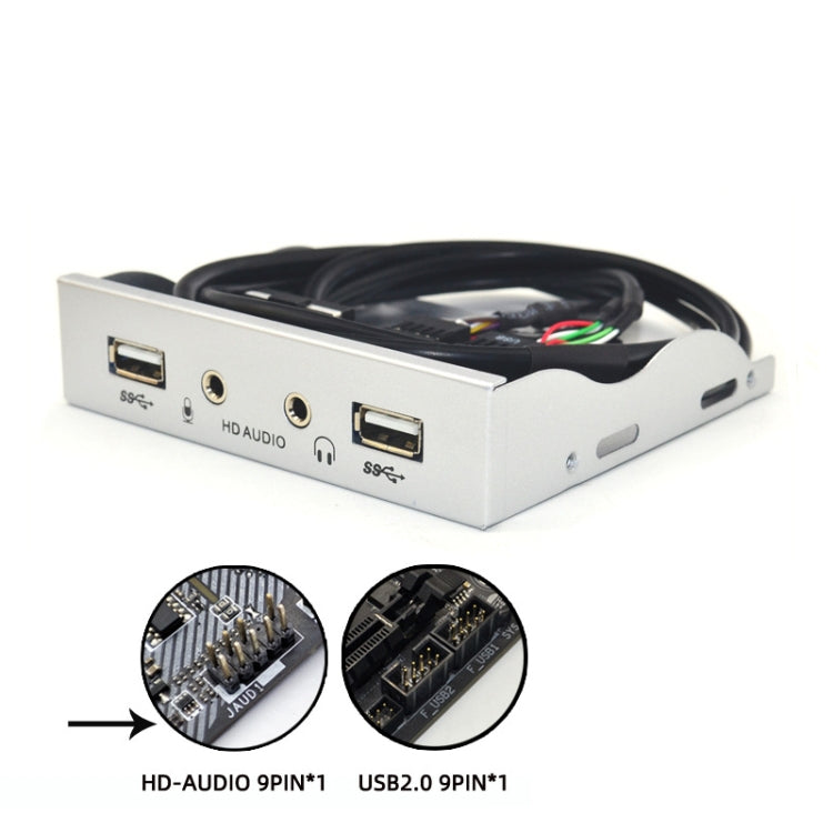 3.5-Inch 2 USB 2.0+HD AUDIO Port Desktop PC Case Floppy Drive Front Panel(Silver White)