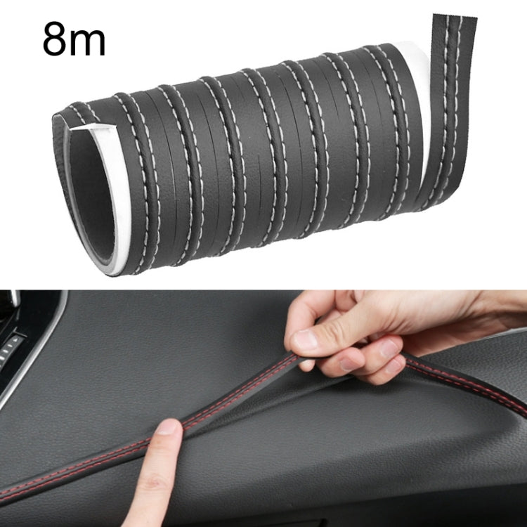 8m Car Center Console Interior Modification Leather Gap Strip(Black Beige)