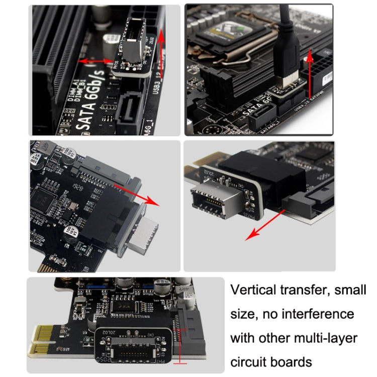 2pcs Mainboard USB3 19P/20P to TYPE-E Adapter Chassis Front TYPE-C/USB-C Plug Port(Black) - Cable & Adapters by PMC Jewellery | Online Shopping South Africa | PMC Jewellery | Buy Now Pay Later Mobicred