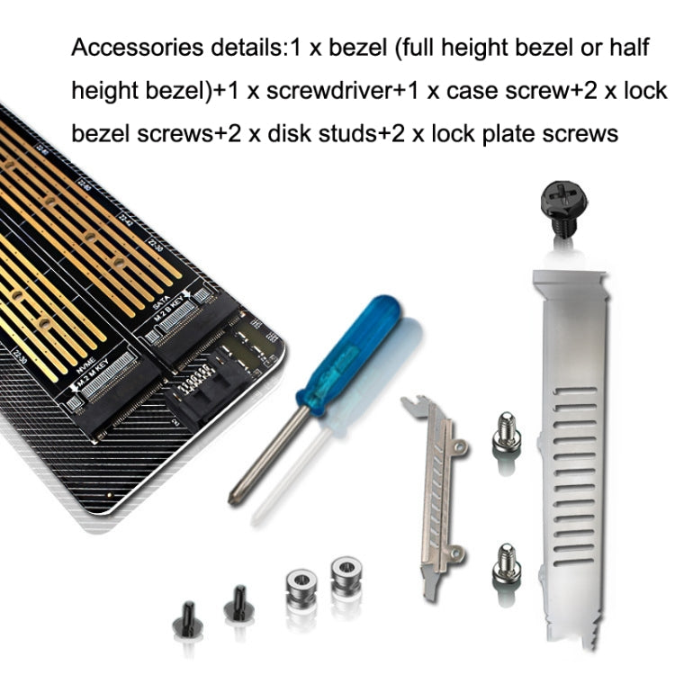 M.2 NVME NGFF SSD To PCIE SATA Dual Disk Conversion Expansion Card Supports MKEY BKEY Wiring(Black) - Add-on Cards by PMC TechLife | Online Shopping South Africa | PMC TechLife