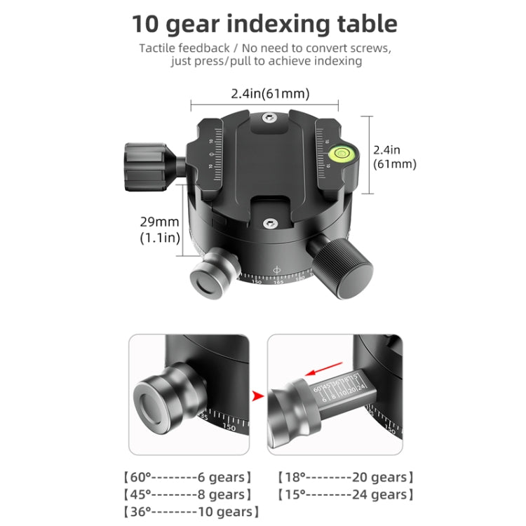 BEXIN GH-720A Tripod Head 720 Degree Rotating Panorama Head