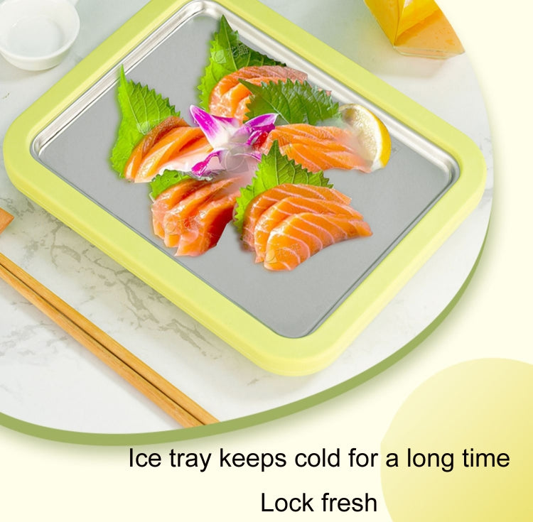 Mini Household Fried Yogurt Machine Children Homemade DIY Fried Ice Tray, Color: Stainless Steel Green 26x21cm