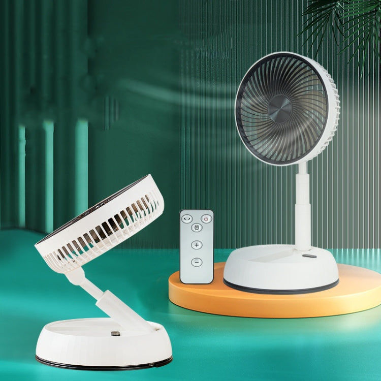 8-inch Portable Folding Telescopic Fan Can Shake Head with Timing & Remote Control(White 5400 mAh)