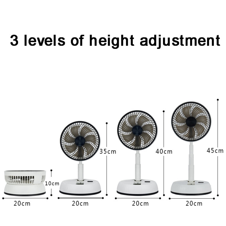 8-inch Portable Folding Telescopic Fan Can Shake Head with Timing & Remote Control(White 5400 mAh)