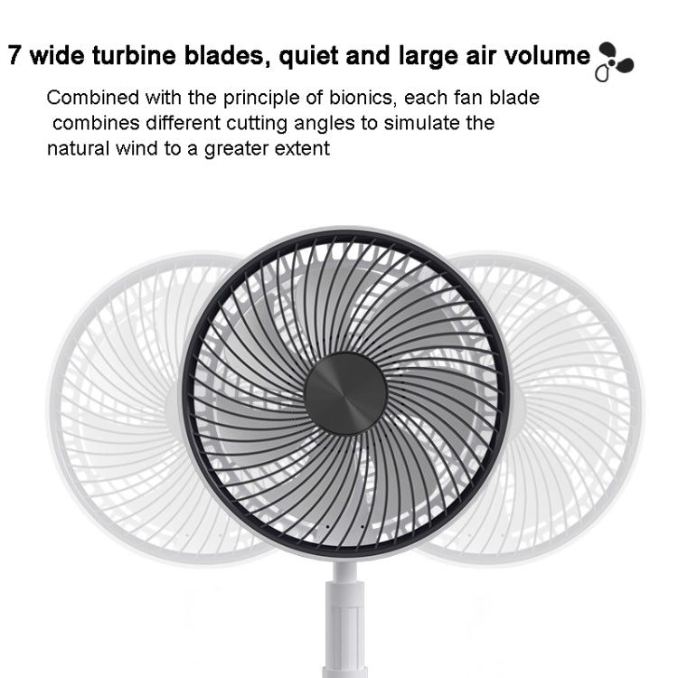 8-inch Portable Folding Telescopic Fan Can Shake Head with Timing & Remote Control(White 5400 mAh)