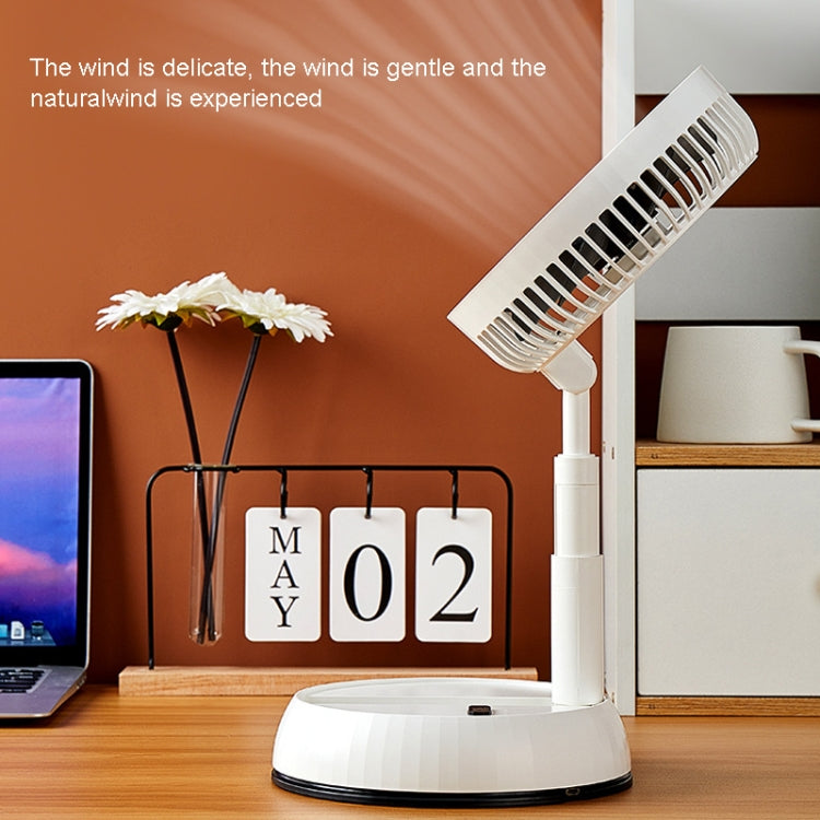 8-inch Portable Folding Telescopic Fan Can Shake Head with Timing & Remote Control(White 5400 mAh)