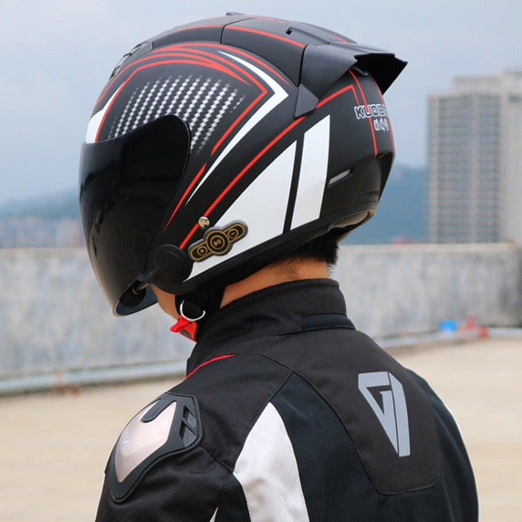 KUQIBAO Motorcycle Smart Bluetooth Sun Protection Double Lens Safety Helmet, Size: L(White+Black Tail)