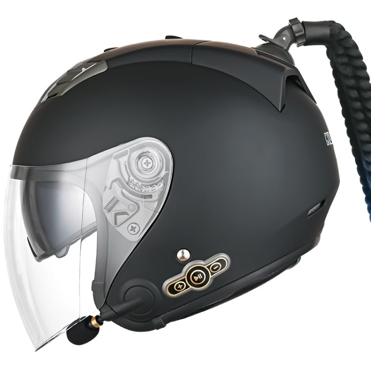 KUQIBAO Motorcycle Bluetooth Headset Double Lens Helmet With Braid, Size: XXL(Scrub Black)